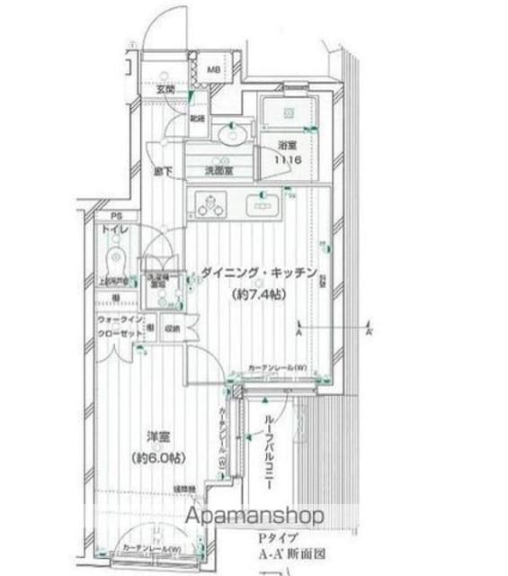 東京都世田谷区若林３丁目[1DK/36.14m2]の間取図