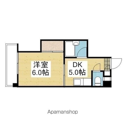 第６ゴトービル[1DK/20.62m2]の間取図
