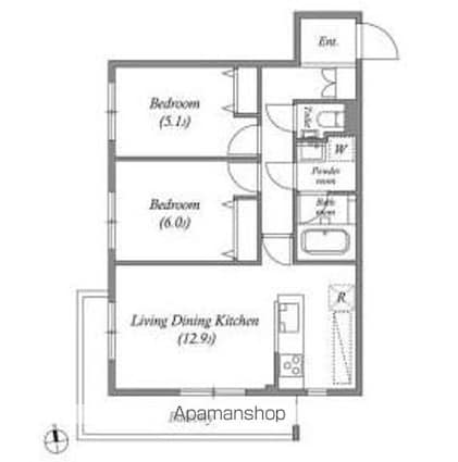 オーパスホームズ武蔵小金井[2LDK/56.38m2]の間取図