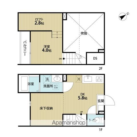 京成電鉄松戸線 松戸新田駅 徒歩2分 2階建 築14年の間取り写真