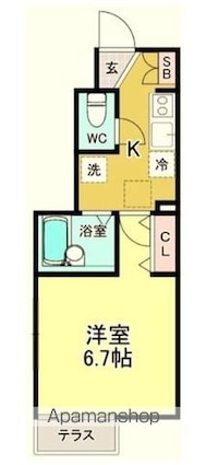 セレ千歳烏山[1R/22.35m2]の間取図