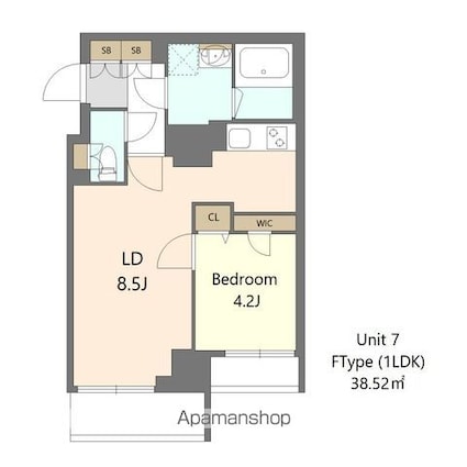 Ｓ－ＲＥＳＩＤＥＮＣＥ高島平ａｓｏｌｅａ[1LDK/38.52m2]の間取図