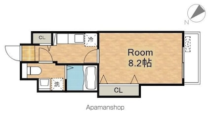 ファルカ[1K/27.28m2]の間取図