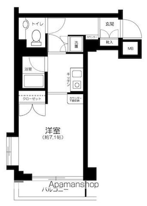 シンシア学芸大学[1K/26.34m2]の間取図