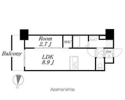 メイクスアート名駅南Ⅳ[1LDK/29.91m2]の間取図