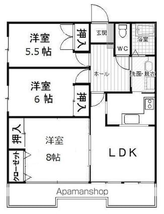 ゆたかビル[3LDK/80m2]の間取図