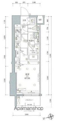 クレヴィスタ板橋ときわ台[1K/25.46m2]の間取図