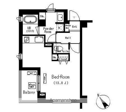 パークキューブ学芸大学[1R/36.34m2]の間取図