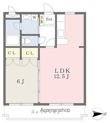 ゴーシハイツ[1LDK/42.6m2]の間取図