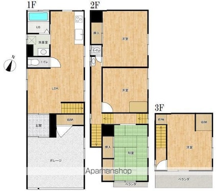 六実七丁目貸家[4LDK/49.05m2]の間取図