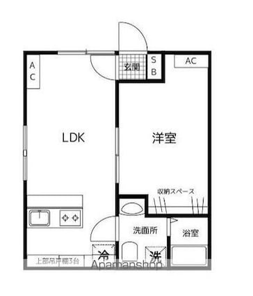 東京都新宿区住吉町[1LDK/34.78m2]の間取図