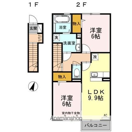 グランドール・サクラ[2DK/57.5m2]の間取図