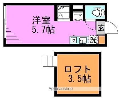 （仮称）若宮二丁目③[1R/12.1m2]の間取図