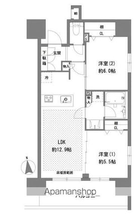 ラグゼナ八王子横山町[2LDK/56.1m2]の間取図