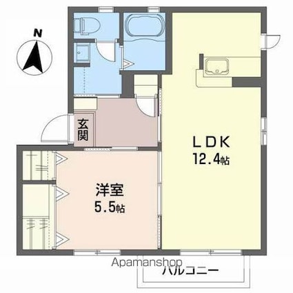 シャーメゾン新田東Ⅱ[1LDK/43m2]の間取図