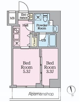 ＨＹ’ｓ桜橋ＭＩＲＡＩＳ[2K/26.76m2]の間取図