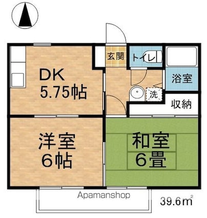 長野県松本市井川城３丁目[2DK/39.6m2]の間取図