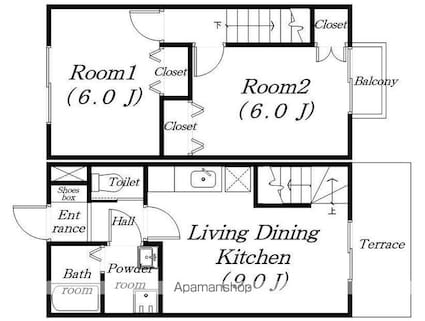 ボナールヴィレッジ[2LDK/53.98m2]の間取図