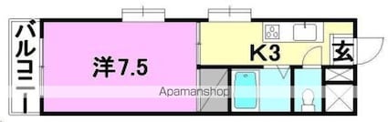 ヴィラ平成[1K/22.36m2]の間取図