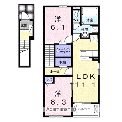 ザ・ビレッジグリーン木ノ本Ⅱ[2LDK/58.6m2]の間取図