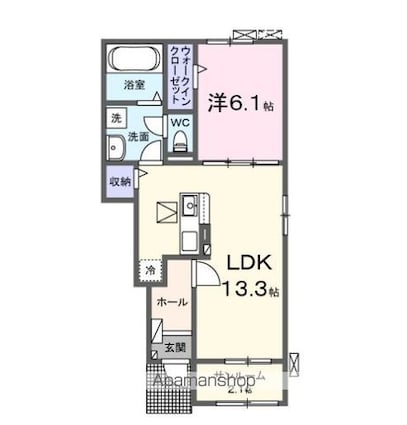 グランリーザⅡ[1LDK/50.01m2]の間取図
