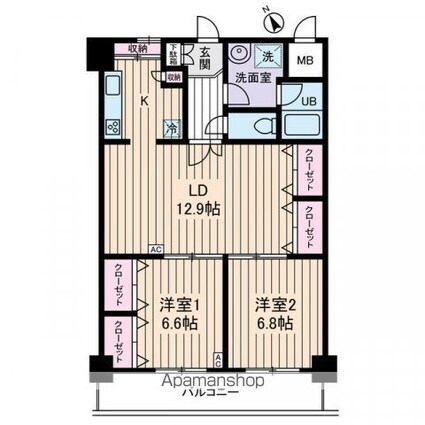 グランドフェニックス[2LDK/68.38m2]の間取図