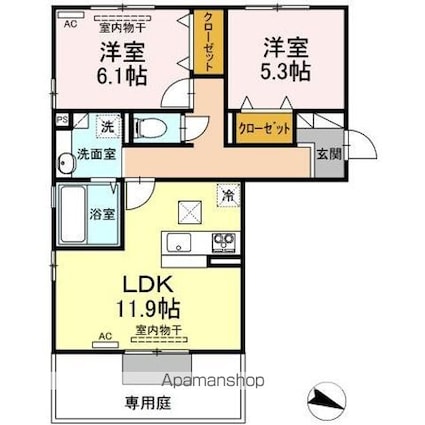 Ｇｒａｎｄーｒｏｏｍ衣山[2LDK/58.76m2]の間取図