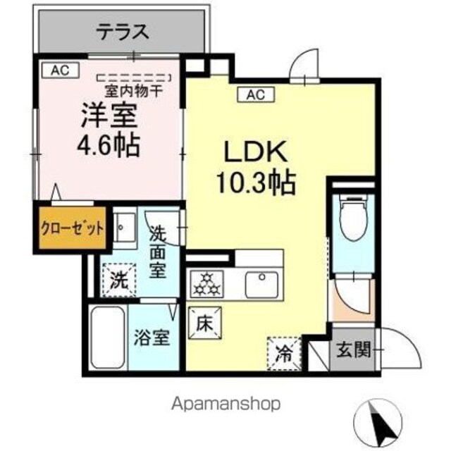 グラナーデ堀切[1LDK/34.94m2]の間取図