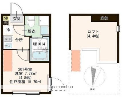 フェリシテ東小岩[1R/15.7m2]の間取図
