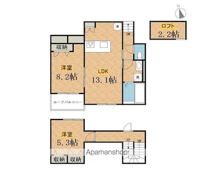 東京都八王子市小宮町[2LDK/60.24m2]の間取図