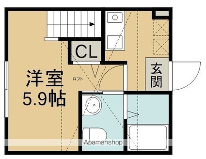 クレール霞[1K/20.49m2]の間取図