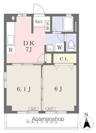 クエルチア立花[2DK/40.02m2]の間取図