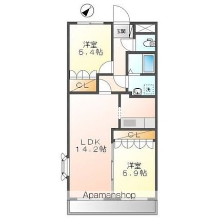 サンクレールⅢ[2LDK/58.3m2]の間取図