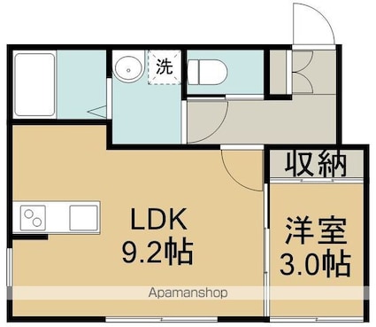 Ｃｌｏｖｅｒ木ノ下[1LDK/31.04m2]の間取図