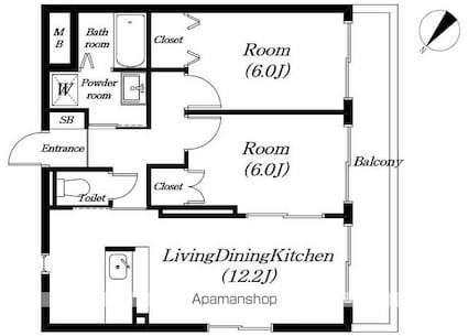 滋賀県長浜市口分田町[2LDK/56.21m2]の間取図