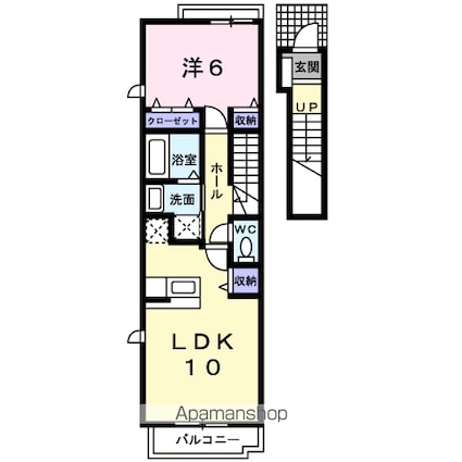 ドリームタウンＢ[1LDK/42.8m2]の間取図