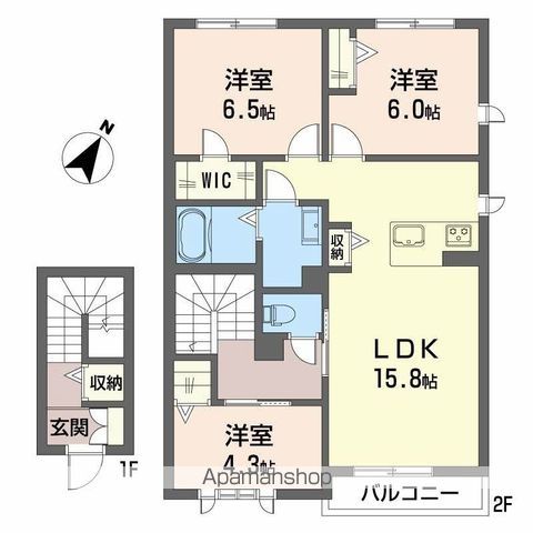 プロヌーブ内原 202 ｜ 和歌山県和歌山市内原962番4,962番23（賃貸アパート3LDK・2階・60.92㎡） その2