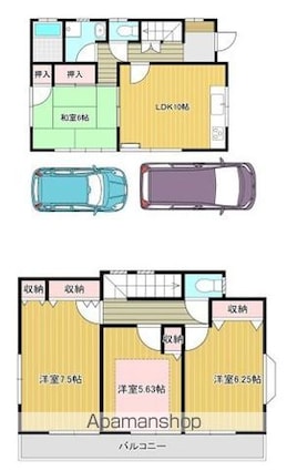 川北貸家[4LDK/87.35m2]の間取図