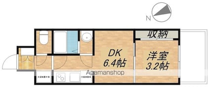 プレサンス大津京町ヴェリス[1DK/26.23m2]の間取図