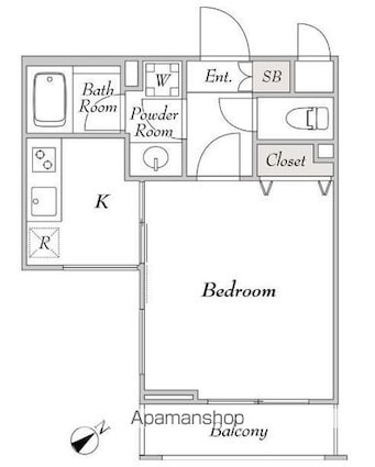 東京都世田谷区用賀３丁目[1K/30.3m2]の間取図