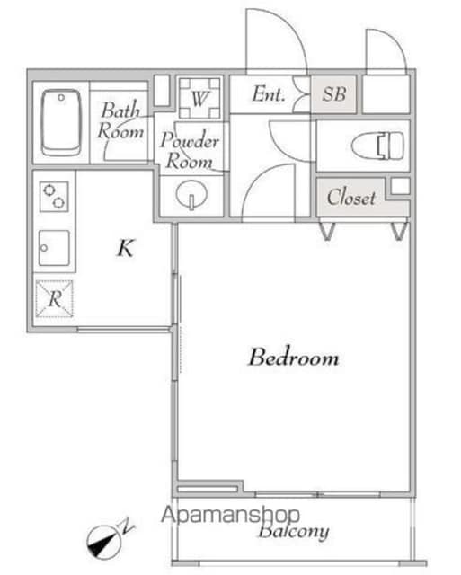 東京都世田谷区用賀３丁目[1K/30.3m2]の間取図