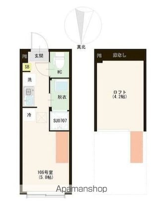 ハーモニーテラス富士見台Ⅳ[1R/13.97m2]の間取図