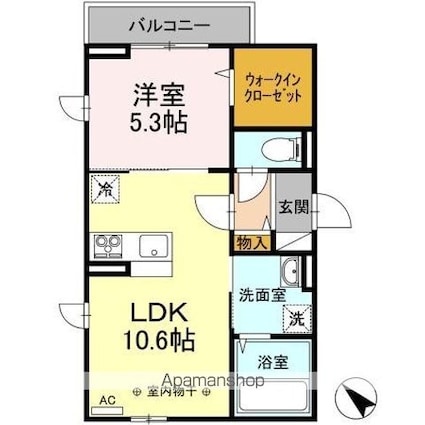 アグノス　エーナ[1LDK/41.68m2]の間取図
