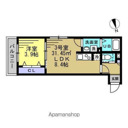 Ａ＇ｓ　Ｃｒｅｓｔ（エースクレスト）[1LDK/31.45m2]の間取図