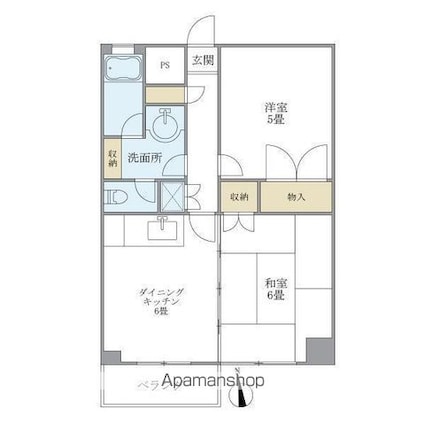 東京都杉並区阿佐谷南３丁目[2DK/45.36m2]の間取図