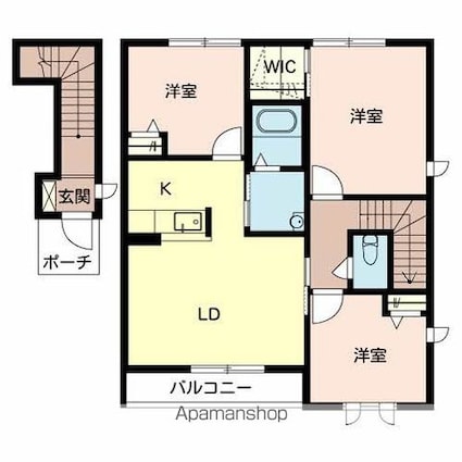 和歌山県和歌山市秋葉町[3LDK/73.69m2]の間取図