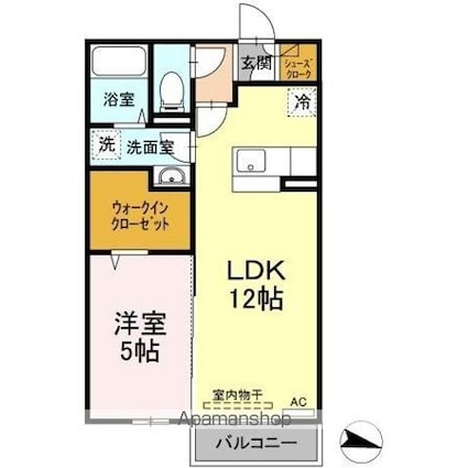 フラット　ウィステリア[1LDK/41.29m2]の間取図
