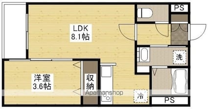月光福山東壱番館[1LDK/29.4m2]の間取図