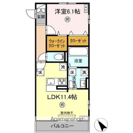 ＤーＲＯＯＭ柊[1LDK/46.17m2]の間取図