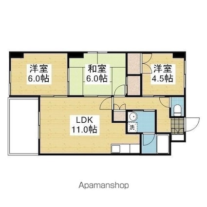 三光ガスビル[3LDK/65m2]の間取図